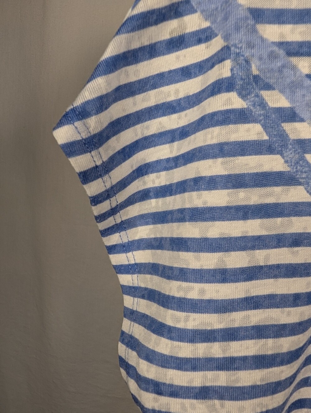A-183 — Chico's Blue & White Striped Leaf Print Top - Picture 5 of 9